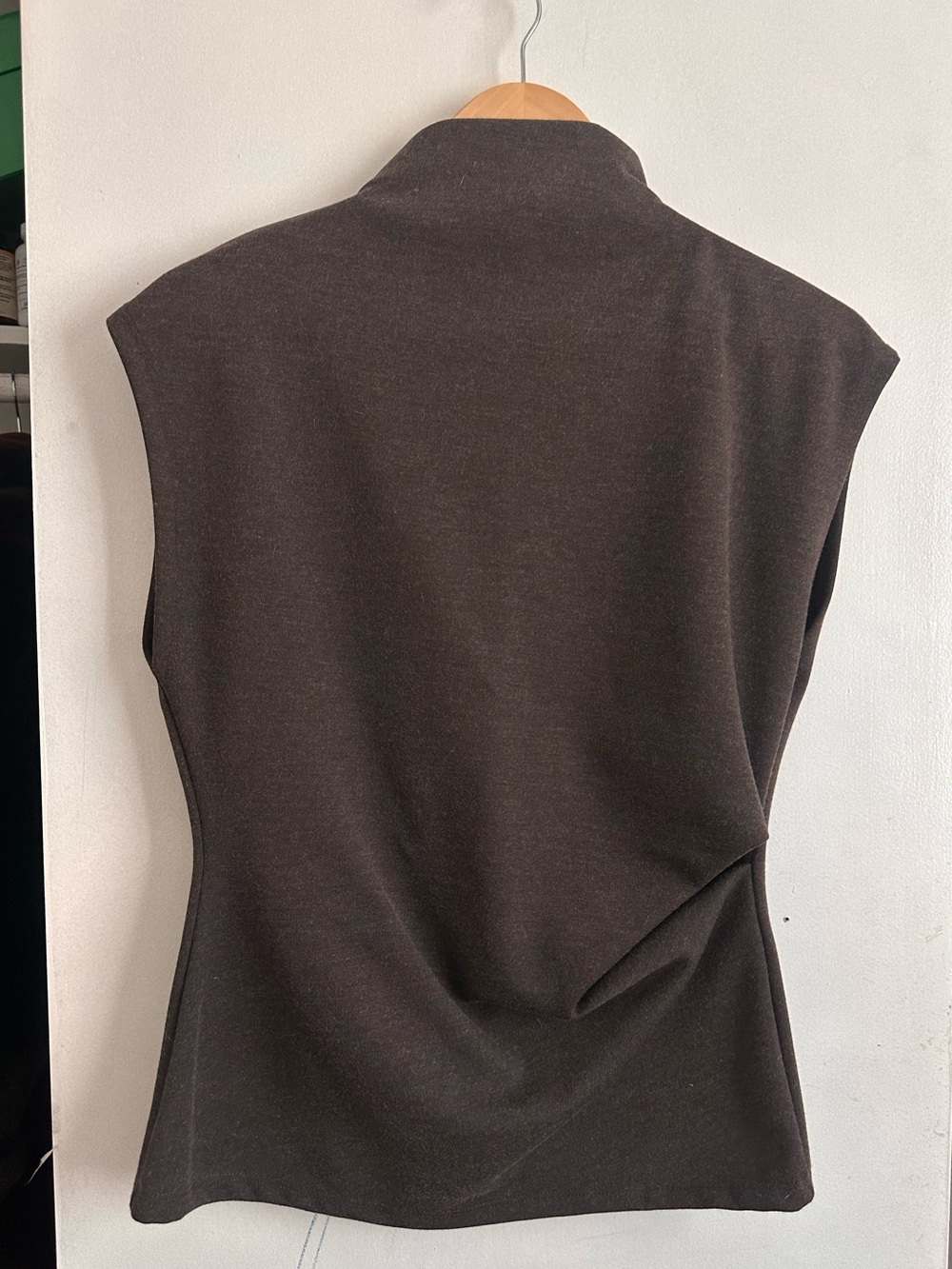 Zara Sleeveless Mock Neck Top in Dark Brown